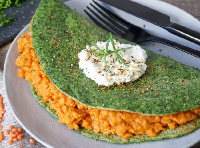 Spinatpfannkuchen gef&uuml;llt