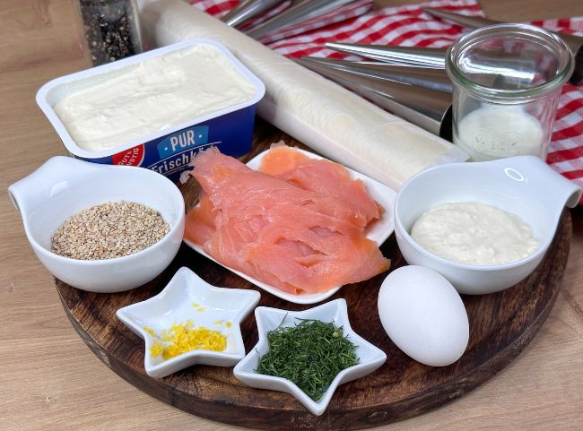 Bl&auml;tterteig M&ouml;hren mit R&auml;ucherlachs