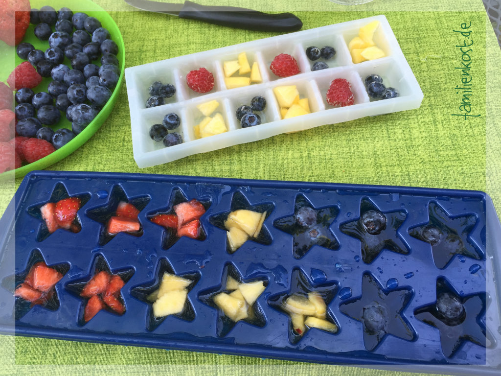 Bunte Eisw&uuml;rfel mit Beeren selber machen