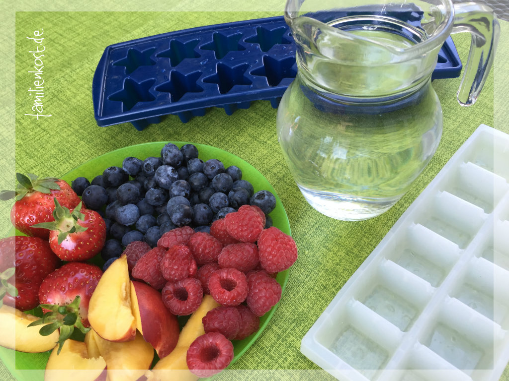 Bunte Eisw&uuml;rfel mit Obst selber machen