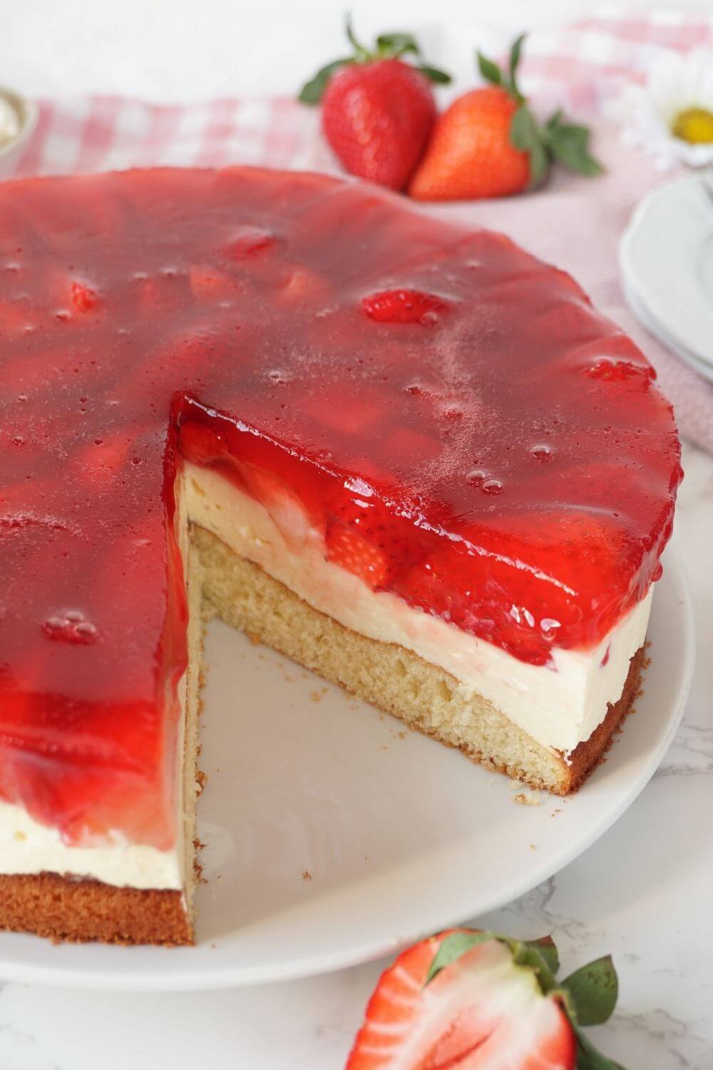 Omas Erdbeerkuchen mit Puddingcreme