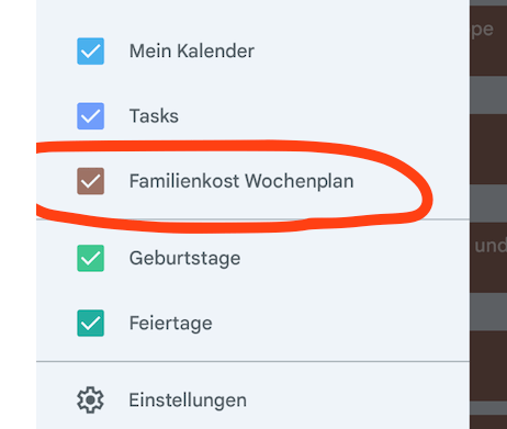 Google Kalender Aktivierung