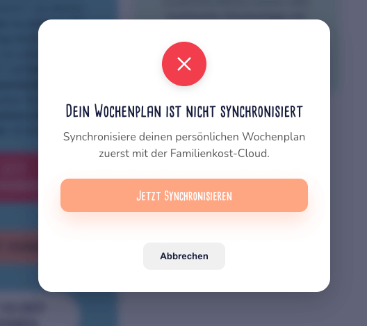 Dialog zur Synchronisierung