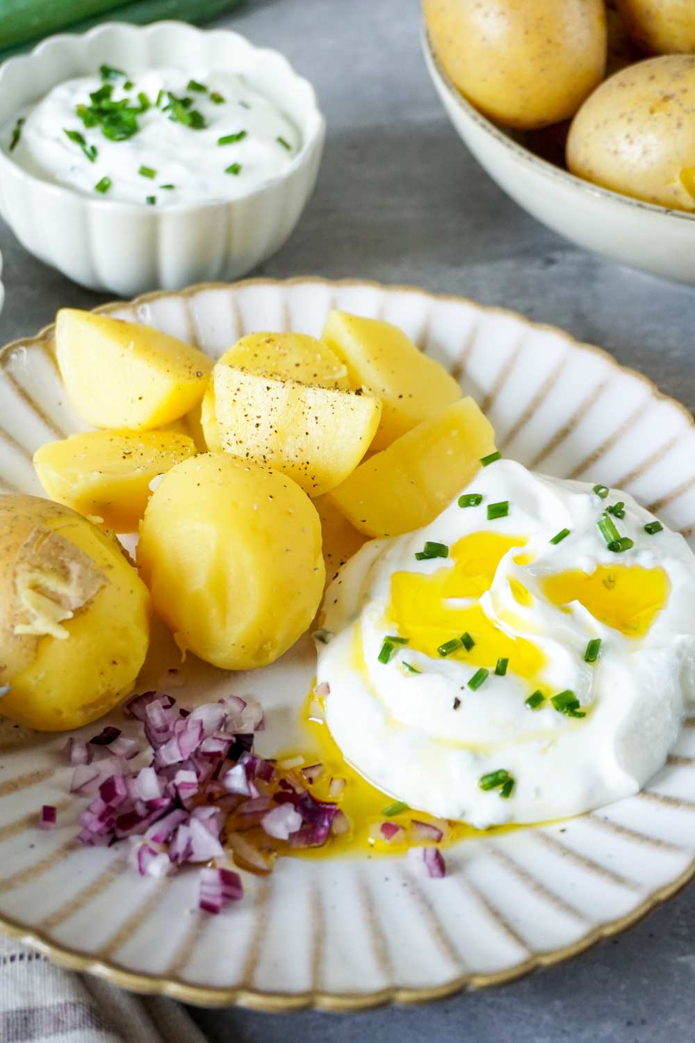 Pellkartoffeln mit Quark und Leinöl