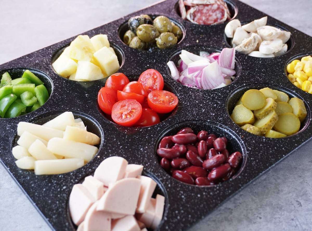 Raclette Zutaten in Muffinform