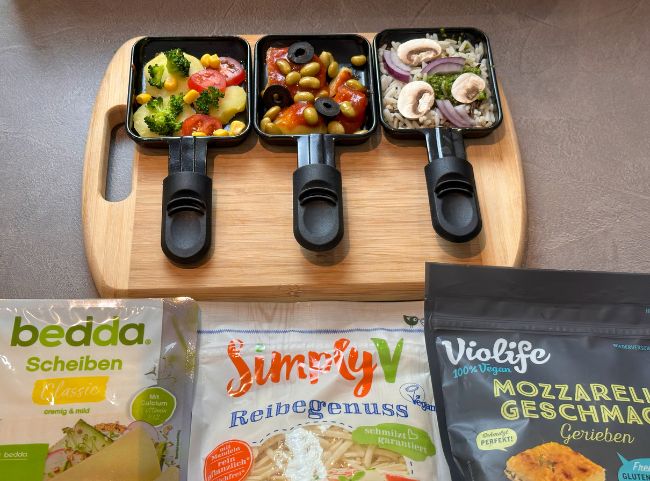 Veganer K&auml;seersatz zum &Uuml;berbacken beim Raclette